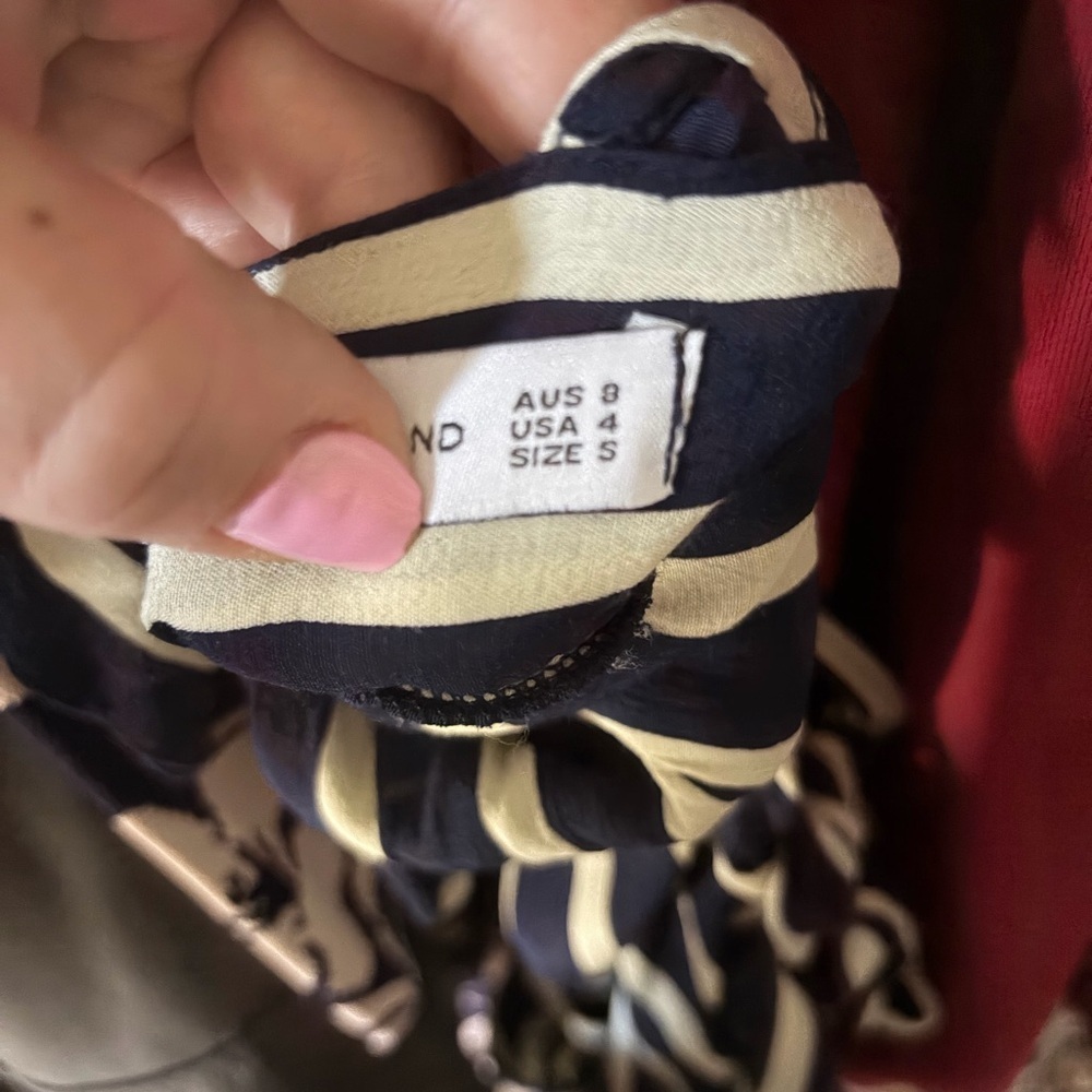 Faithful The Brand Milan Midi Dress Navy Mazur Striped size 4 - Picture 10 of 11